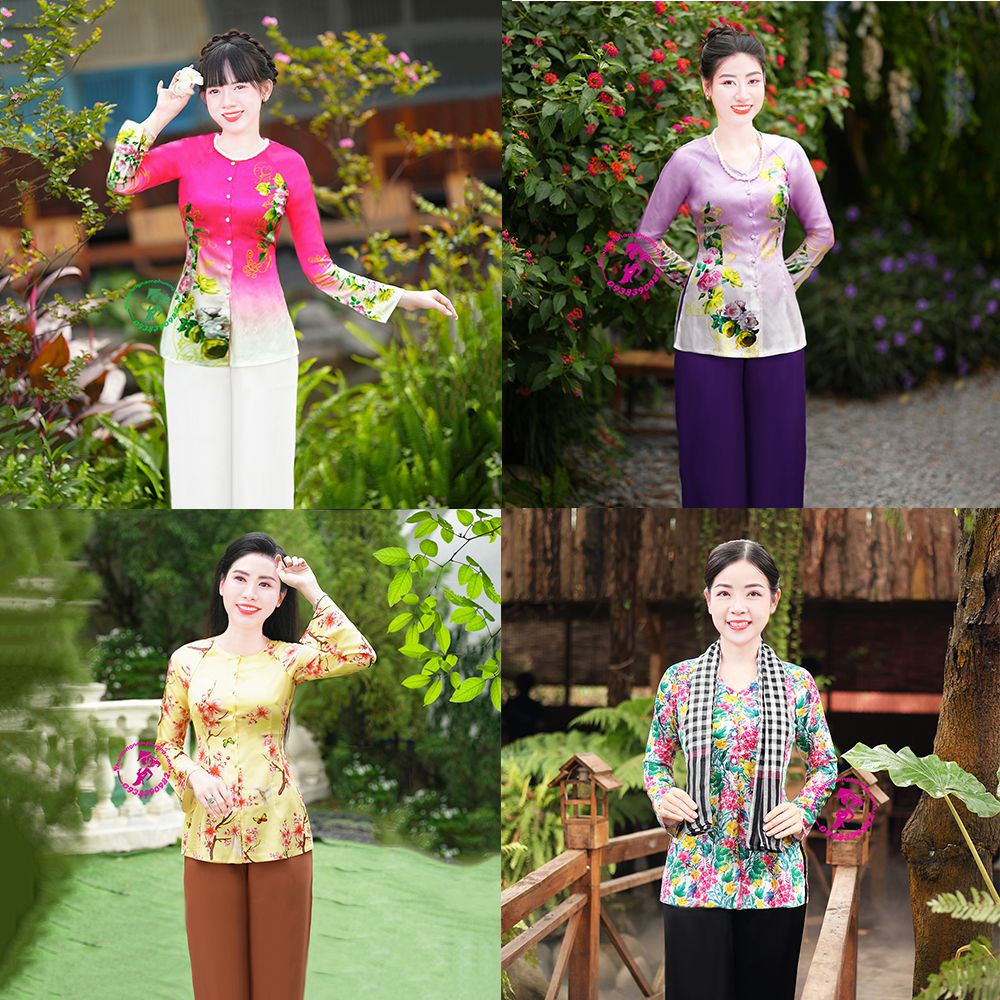 áo bà ba hoa sen