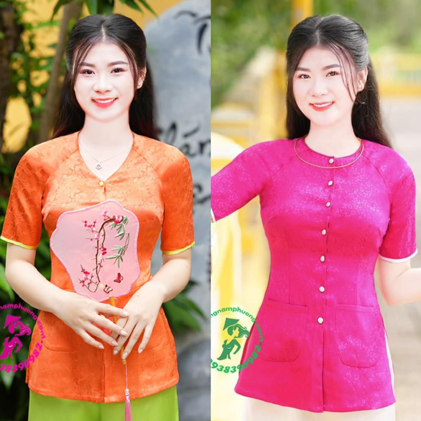 áo bà ba ngắn tay vải gấm