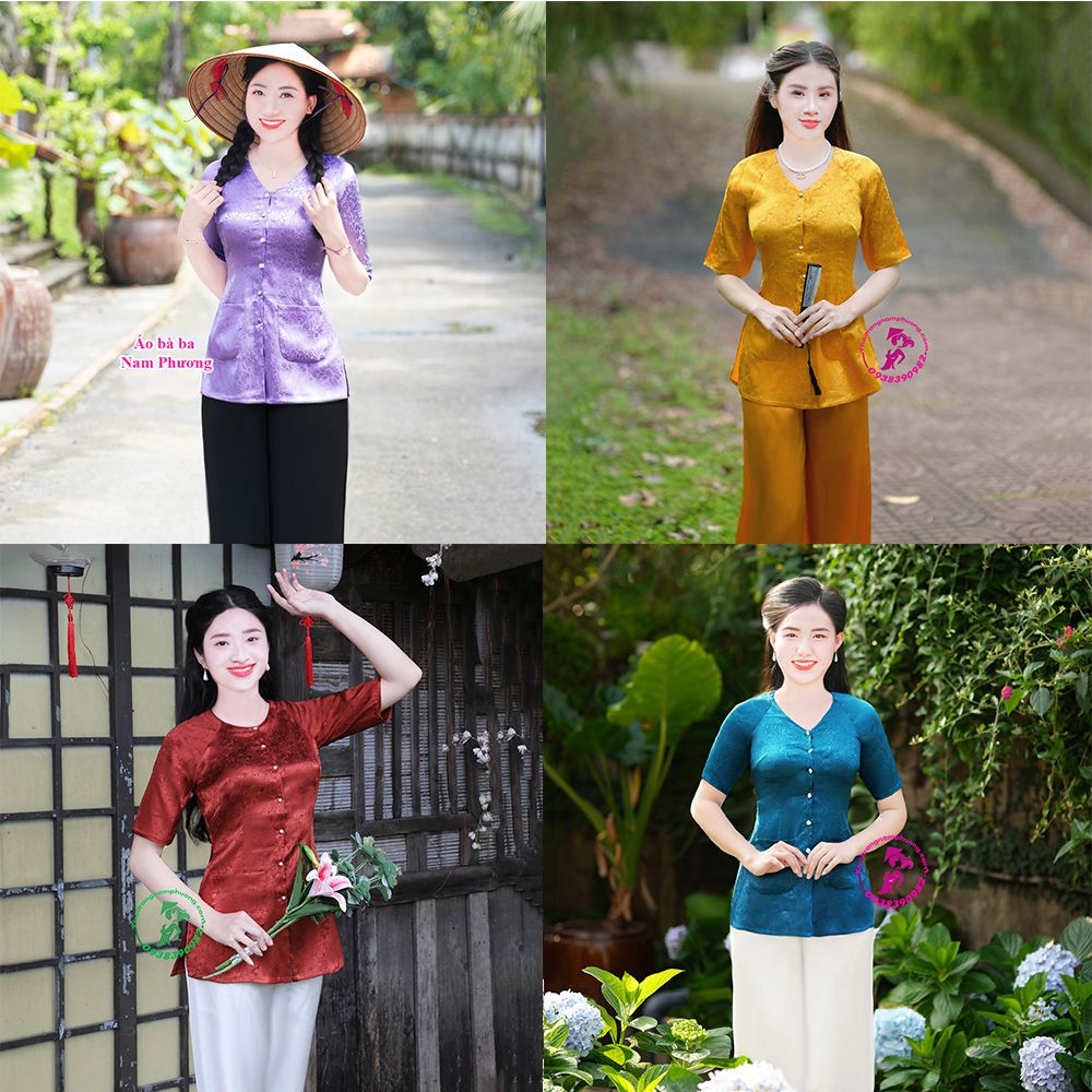 áo bà ba tay ngắn cách tân