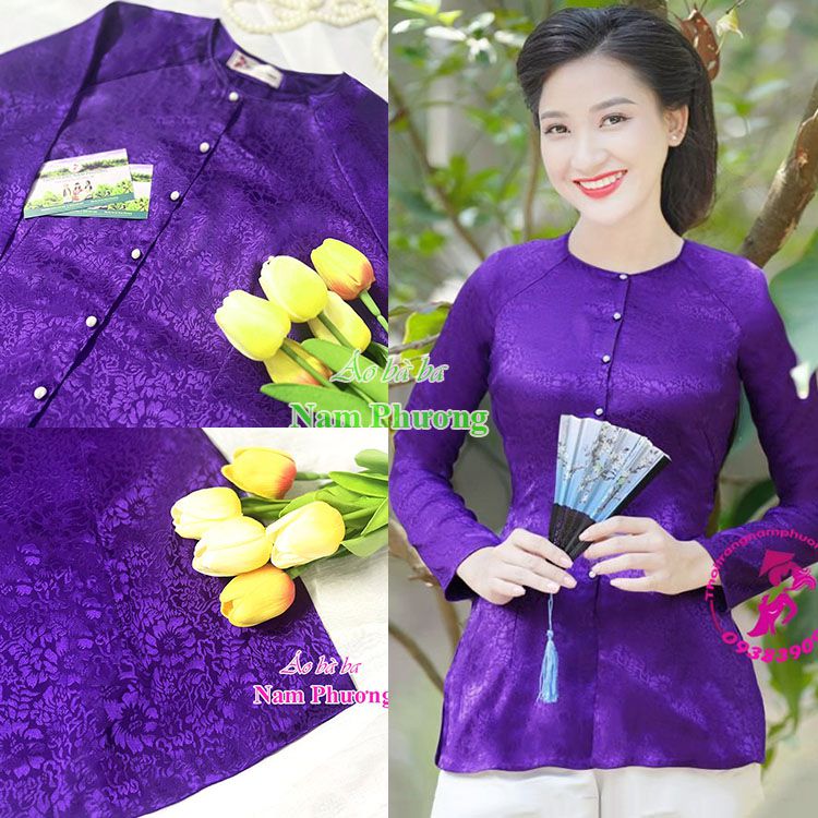 áo bà ba gấm màu tím huế