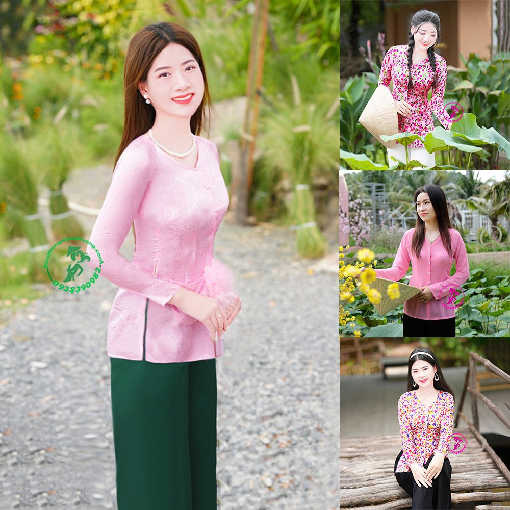 áo bà ba màu hồng cánh sen
