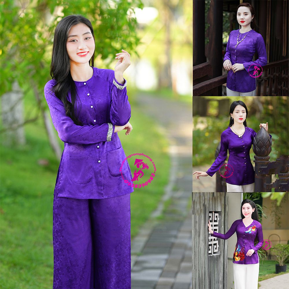 áo bà ba màu tím huế nữ