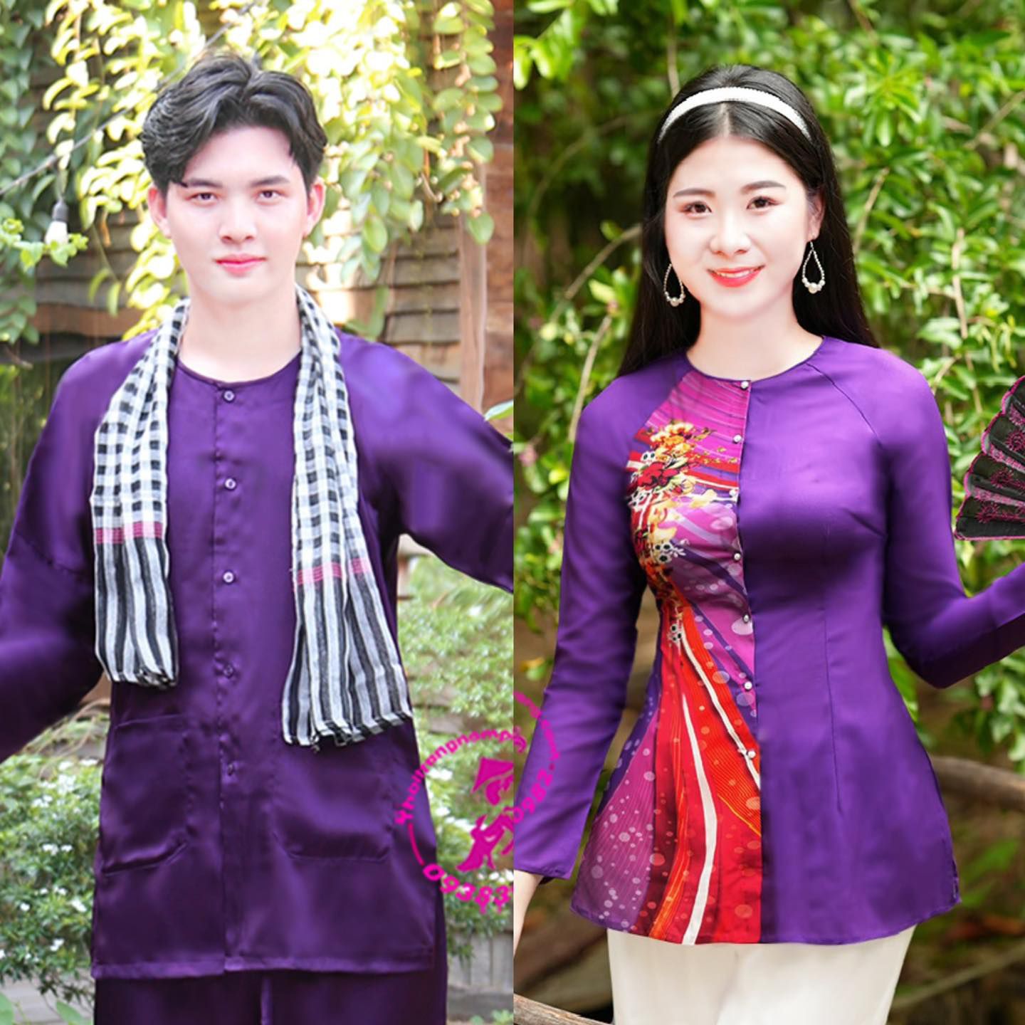 áo bà ba màu tím huế nam nữ