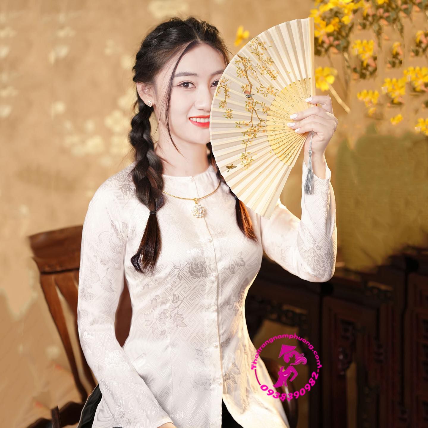 áo bà ba gấm trắng