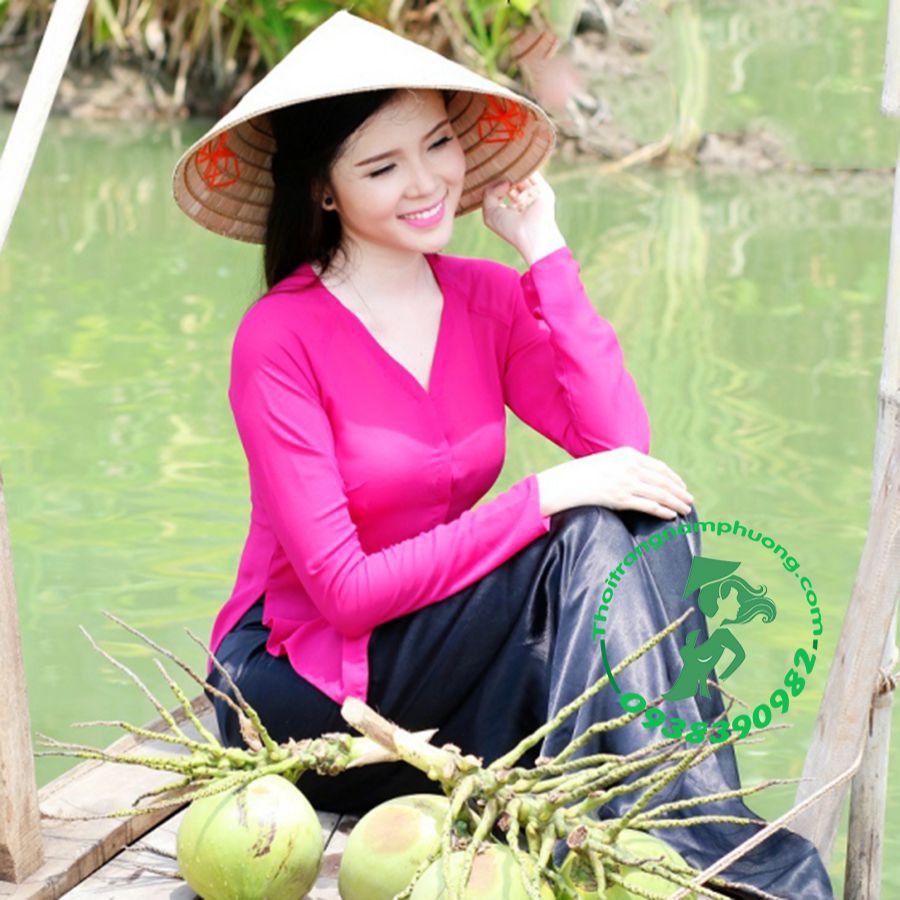 áo bà ba màu hồng cánh sen