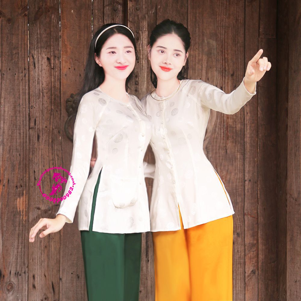 áo bà ba gấm trắng đẹp