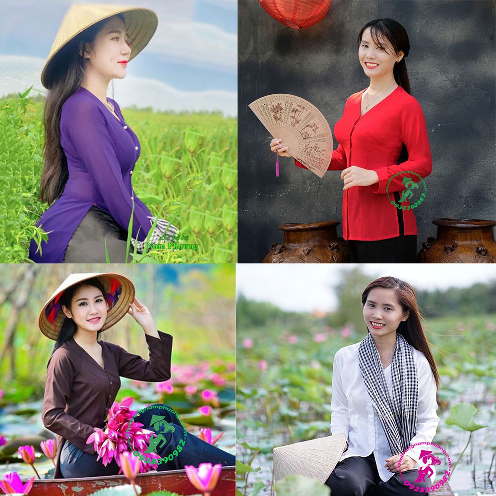 áo bà ba màu trơn