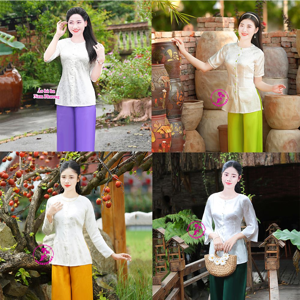 áo bà ba gấm trắng