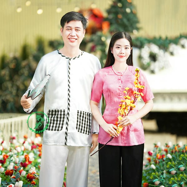áo bà ba nam trắng