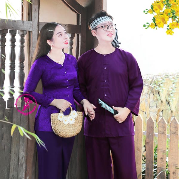 áo bà ba màu tím huế