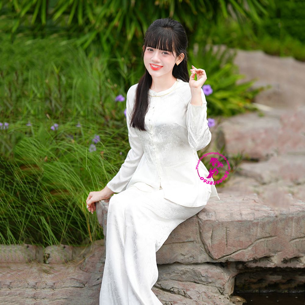 áo bà ba gấm trắng
