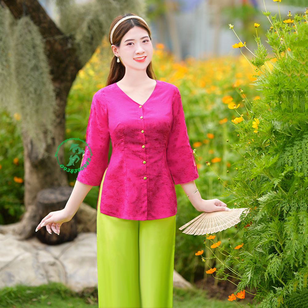 áo bà ba màu hồng sen