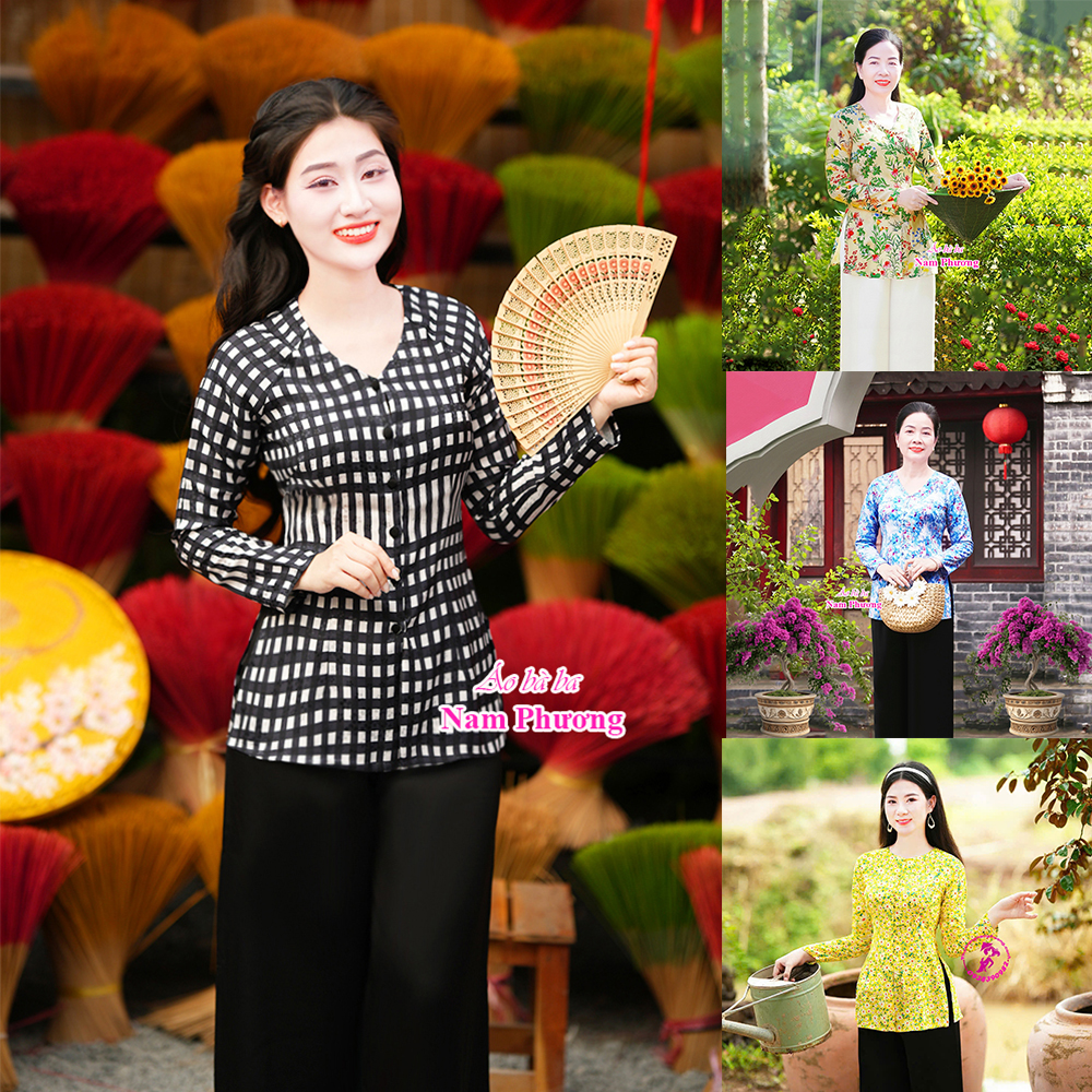 áo bà ba tơ in hoa