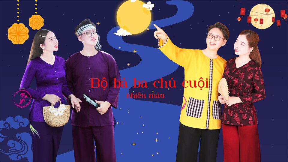 Bộ bà ba chú Cuội nhiều màu mặc tết Trung Thu