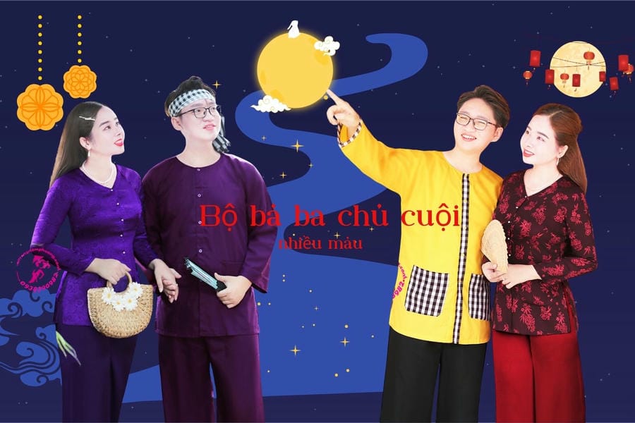 Bộ bà ba chú Cuội nhiều màu mặc tết Trung Thu